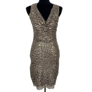 Max Studio Holiday Party Sequin Taupe Bodycon Dress - Women's Size S